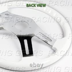 W-power 406mm White Wood Grip 2 Deep Dish Chrome 4-spokes 16 Steering Wheel
