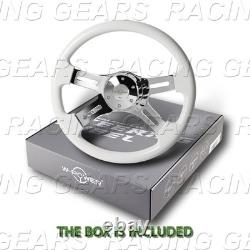 W-power 406mm White Wood Grip 2 Deep Dish Chrome 4-spokes 16 Steering Wheel