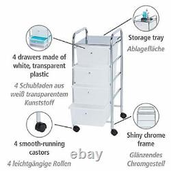 WENKO Household and Bathroom Trolley Messina-with Wheels, 4 Drawers, Steel
