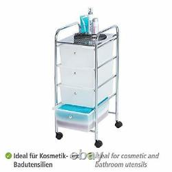WENKO Household and Bathroom Trolley Messina-with Wheels, 4 Drawers, Steel