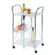 Wenko Kitchen Cart Foldable with Wheel Metal in Chrome and White Finish