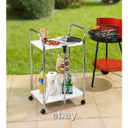 Wenko Kitchen Cart Foldable with Wheel Metal in Chrome and White Finish