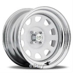 Wheel Drift Daytona Steel Chrome/Gloss White 16x10 4x4.50 BC 5.50 Backspace
