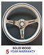 White Black Classic 3 Spoke Chrome Wooden Woodrim Wood Car Steering Wheel 350mm