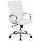 White Chrome Ergonomic Executive Chair High Back Swivel with Wheels