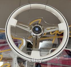 White & Chrome Steering Wheel