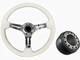 White Chrome TS Steering Wheel + Boss Kit fits MARUTI GYPSY 031