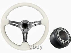 White Chrome TS Steering Wheel + Boss Kit fits MARUTI GYPSY 031
