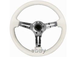 White Chrome TS Steering Wheel + Boss Kit fits MARUTI GYPSY 031
