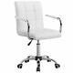White Cute Modern Leather Office Computer Comfy Rolling Desk Chair with Wheels