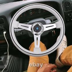 White Nd style Steering Wheel chrome spokes and nardi horn buttom