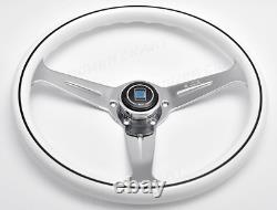 White Nd style Steering Wheel chrome spokes and nardi horn button