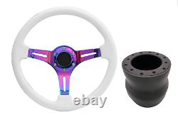 White Neo Chrome TS Steering Wheel + Boss Kit for VW 4 043