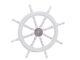 White Ship's Wooden Steering Wheel Large 36 Chrome Center Nautical Wall Decor