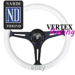 White Universal 350MM Classic Wood Nardi Steering Wheel 14Inch Racing Wood