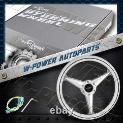 White Wood Grip Chrome 3-Spoke W-Power 13.75 1.5 Deep Center Steering Wheel