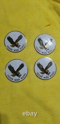 White and Gold Luxor Wire Wheel Chips Emblems Decals Set of 4 Size 2.25in