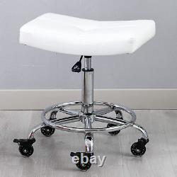 Wide Rolling Stool with Locking Wheels Footrest Adjustable Height Swivel for Sal