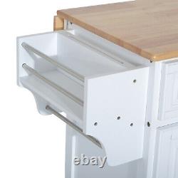 Wood Top Drop Leaf Kitchen Rolling Island Cart Table Cart on Wheels White