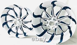 Yzf 360 White & Custom Blue Tornado Wheels 2009-2014 Yamaha Yzf R1