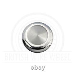 Zenith Chrome & White Metal Wire Wheel Chip Emblems with Spinner Caps, Set of 4