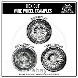 Zenith Chrome & White Metal Wire Wheel Chip Emblems with Spinner Caps, Set of 4