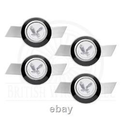 Zenith Eagle Chrome & White Metal Wheel Chip Emblems with Spinner Caps, Set of 4