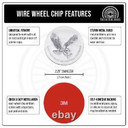 Zenith Eagle Chrome & White Metal Wheel Chip Emblems with Spinner Caps, Set of 4