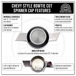 Zenith Eagle Chrome & White Metal Wheel Chip Emblems with Spinner Caps, Set of 4