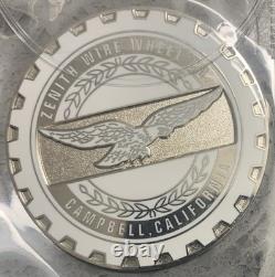 Zenith Wire Wheel Thin Metal Chips Emblems Set Of 4 Size 2.5 White & Chrome