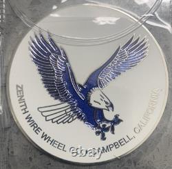 Zenith Wire Wheel Thin Metal Chips Emblems Set Of 4 Size 2.5 White & Chrome