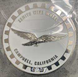 Zenith Wire Wheel Thin Metal Chips Emblems Set Of 4 Size 2.5 White & Chrome